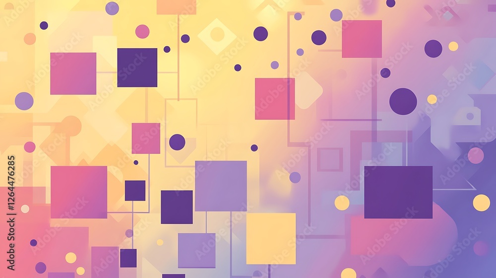 Abstract Geometric Design with Pastel Squares and Circles Abstract Geometric Design with Pastel Squares and Circles