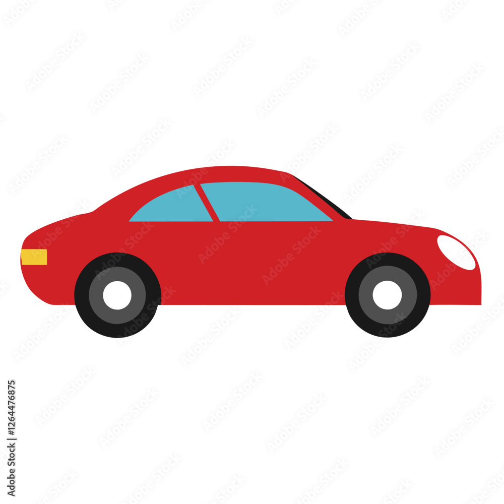 Minimalist Red Car Vector Illustration – Flat Design with White Background Minimalist Red Car Vector Illustration – Flat Design with White Background