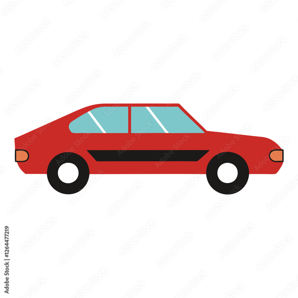 Minimalist Red Car Vector Illustration – Flat Design with White Background Minimalist Red Car Vector Illustration – Flat Design with White Background