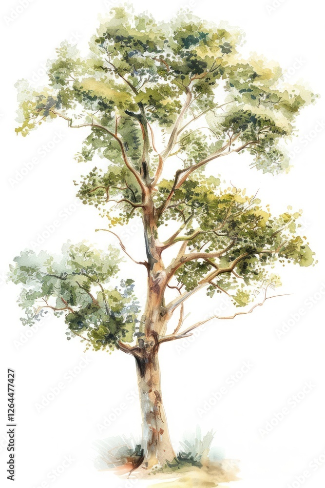 Obraz premium A tree painting plant white background.