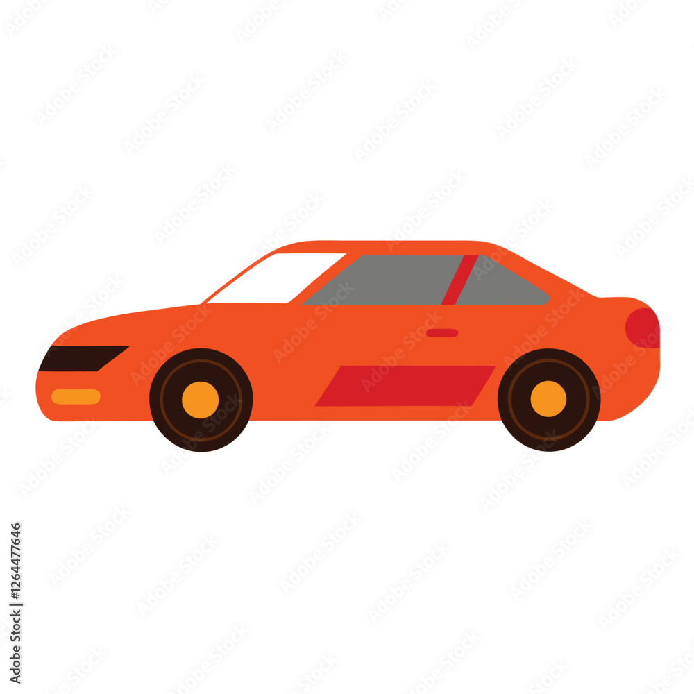 Minimalist Red Car Vector Illustration – Flat Design with White Background Minimalist Red Car Vector Illustration – Flat Design with White Background