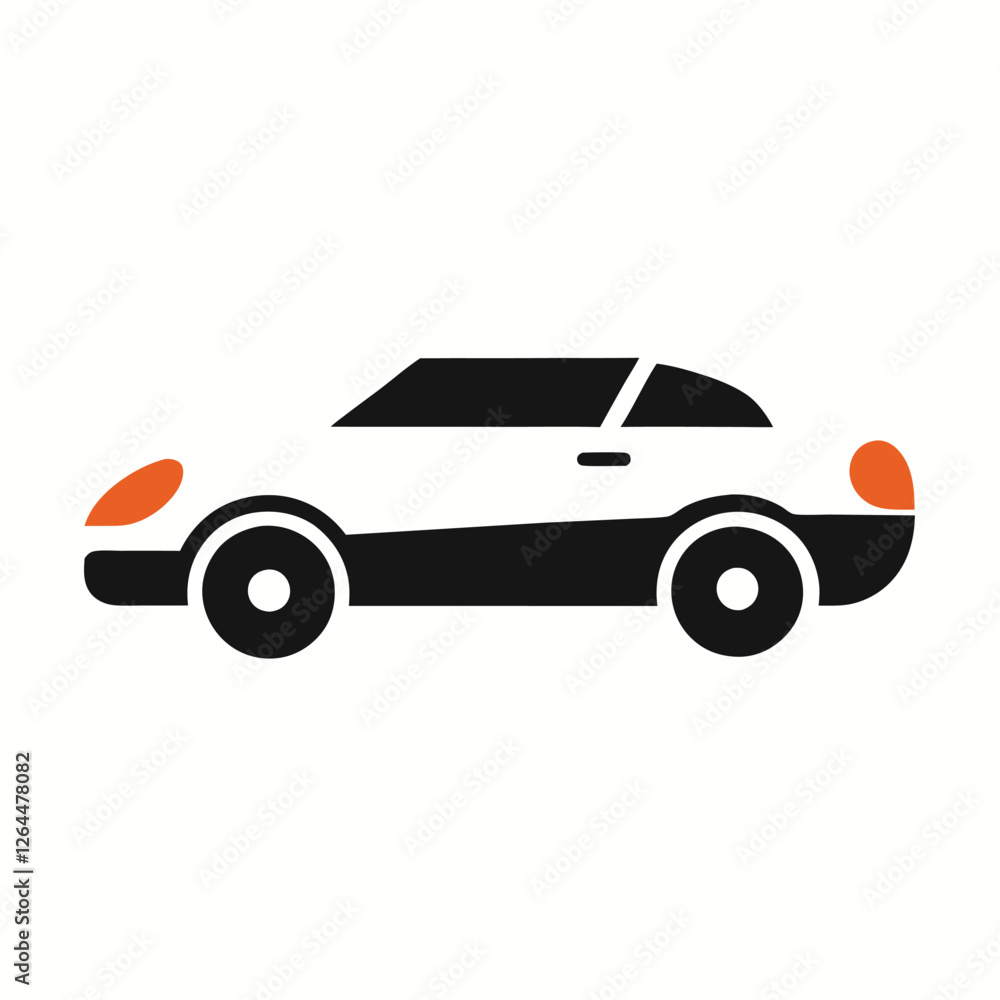 Minimalist Red Car Vector Illustration – Flat Design with White Background Minimalist Red Car Vector Illustration – Flat Design with White Background