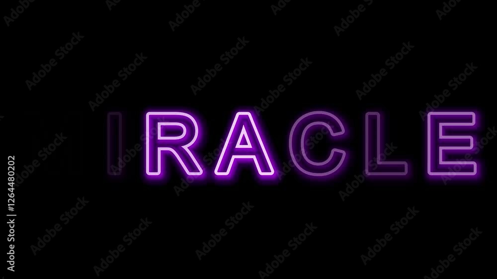 Miracle purple neon Text isolated Black Background. motivation words for business concept. Miracle purple neon Text isolated Black Background. motivation words for business concept.