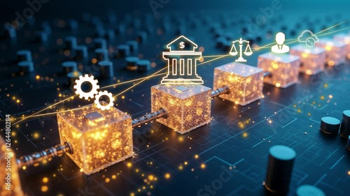 Blockchain technology concept.Smart contract and executing a cryptocurrency transaction with blockchain tech 4k video