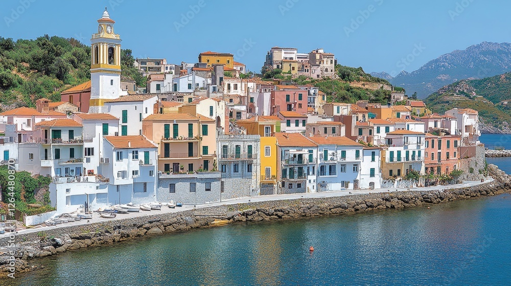 Obraz premium Picturesque Coastal Italian Village Seascape Architecture Panorama