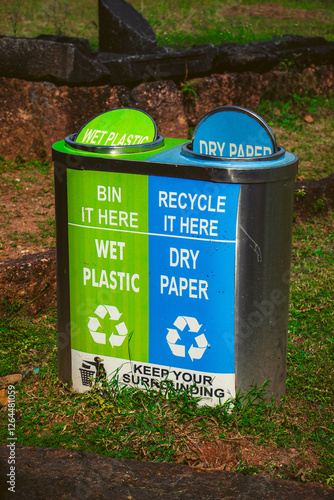 Obraz na plátně Stainless steel dual dustbin for waste segregation