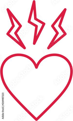 ハートの上に稲妻マークがあるイラスト