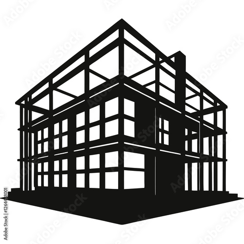 silhouette vector of unfinished building under construction