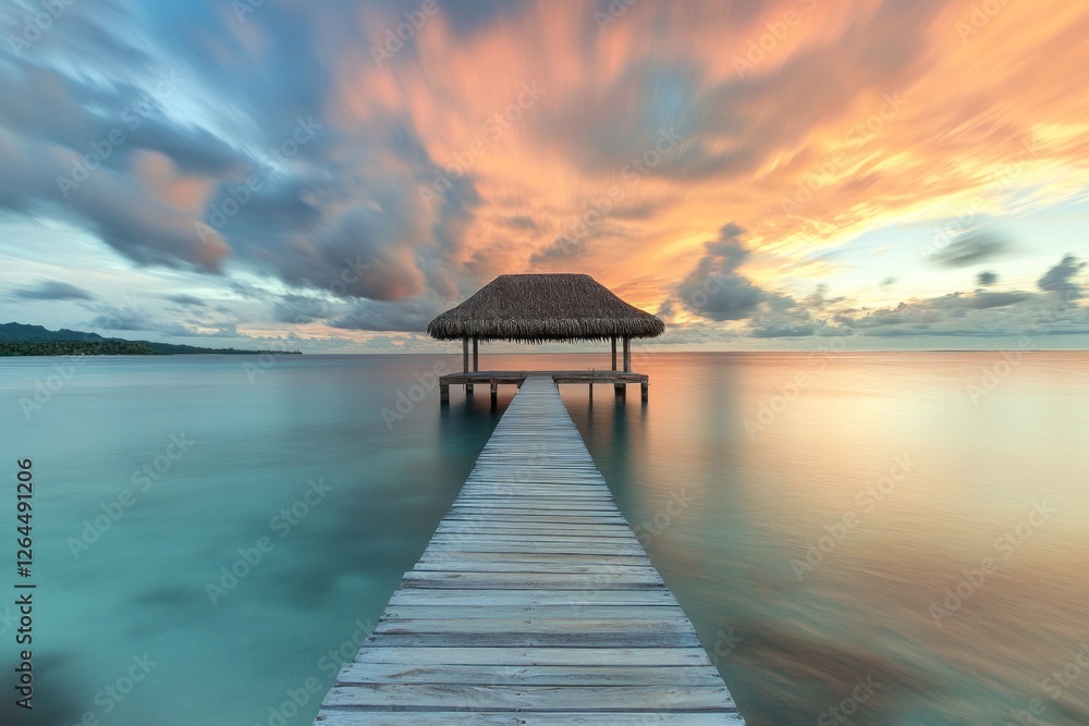 Tranquil Sunset Pier Over Water Tranquil Sunset Pier Over Water