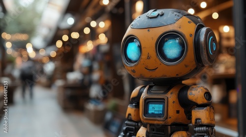 Wallpaper Mural Small Orange Robot in City Street at Night Torontodigital.ca