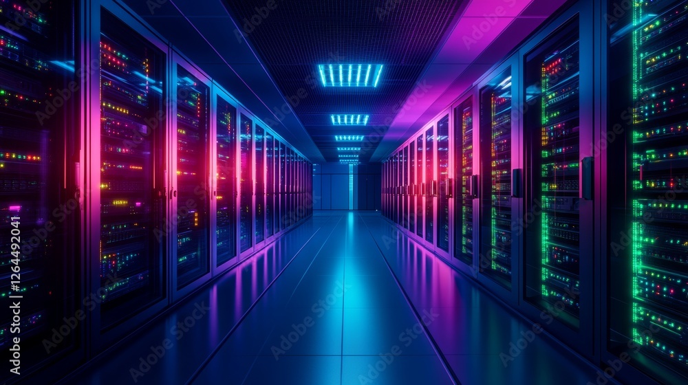 Digital background featuring a dark cyberpunk-inspired setting with lights Digital background featuring a dark cyberpunk-inspired setting with lights