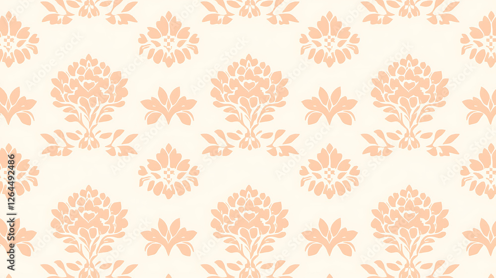 Elegant Floral Damask Pattern in Peach and Cream Tones for Textile Design and Artistic Decor Elegant Floral Damask Pattern in Peach and Cream Tones for Textile Design and Artistic Decor