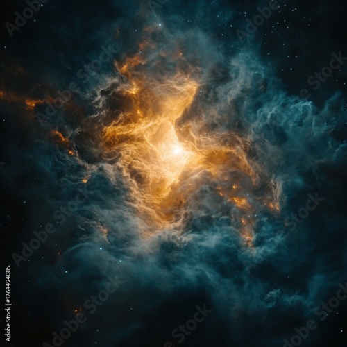 Wallpaper Mural Cosmic Nebula with Fiery Center and Dark Space Background Torontodigital.ca