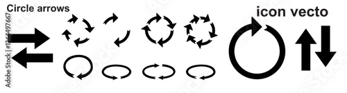 round, circle arrow icon set. editable stroke rotate, spin arrow icons