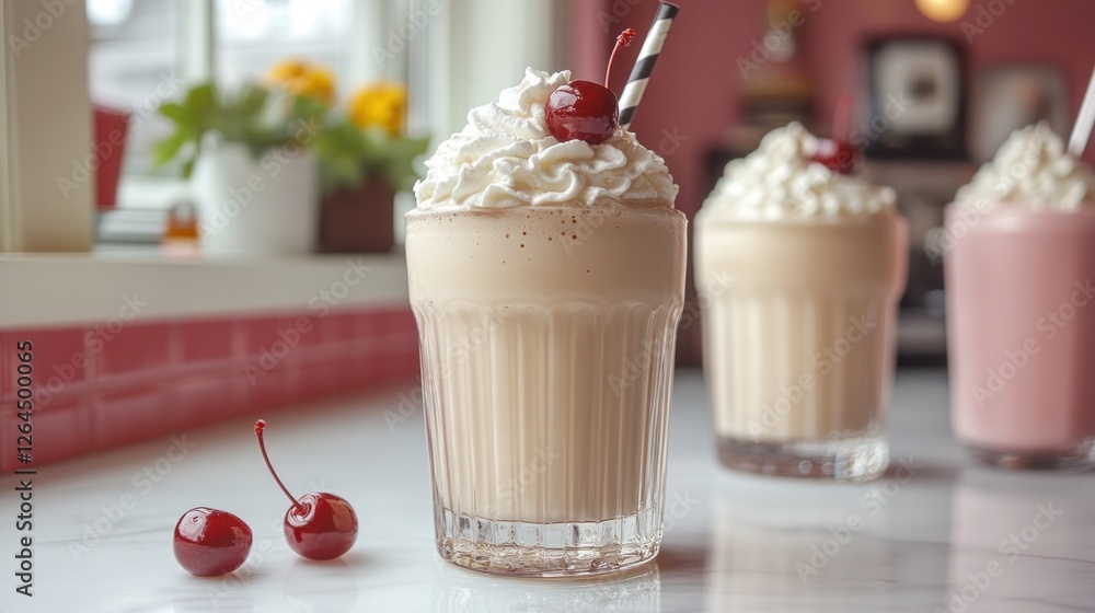 Classic Creamy Milkshakes: A Delightful Trio of Chocolate, Vanilla, and Strawberry Classic Creamy Milkshakes: A Delightful Trio of Chocolate, Vanilla, and Strawberry