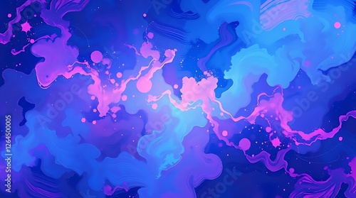 A high-resolution abstract background image featuring swirling nebulae in vibrant blues, purples, and pinks, rendered in a painterly style with visible brushstrokes (2).