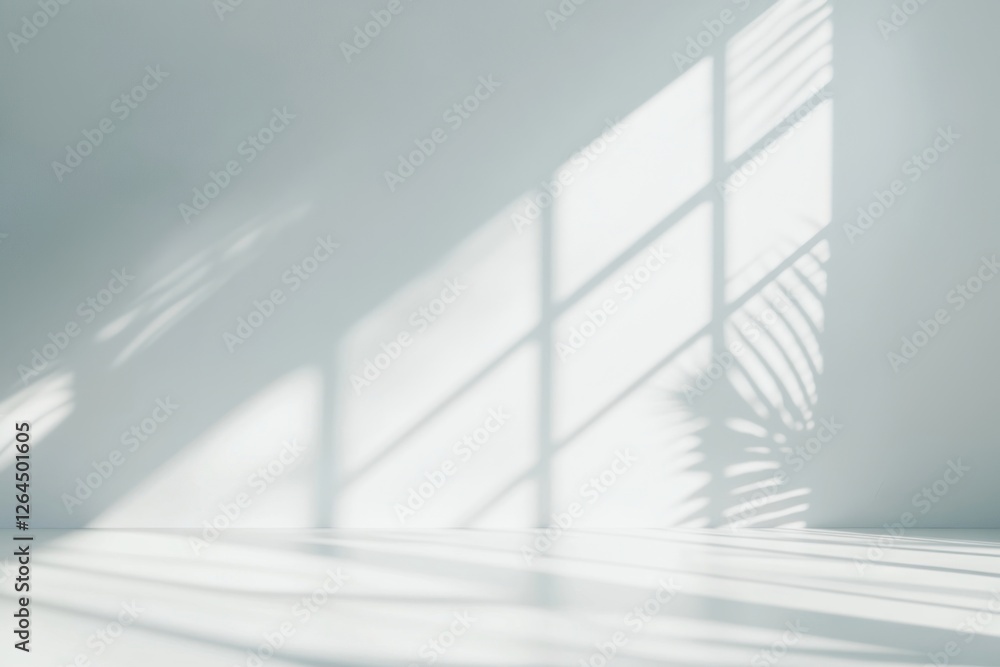 Fototapeta premium Empty White background minimalist interior shadows.