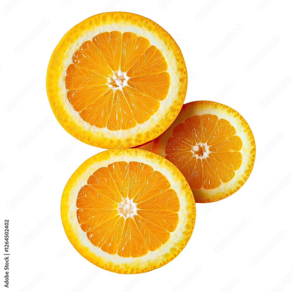 Fototapeta premium Fresh Orange Slices Isolated On Transparent Background, generative AI