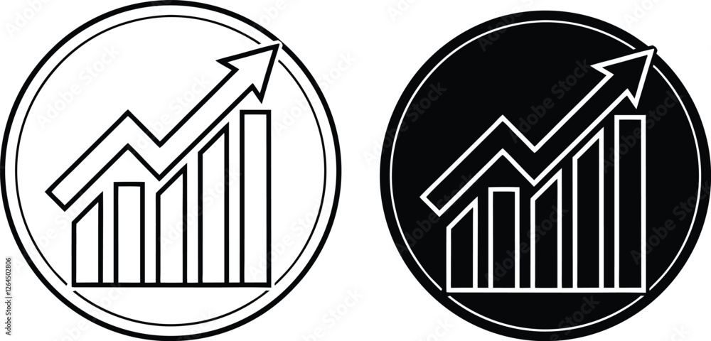Growth Chart Icon Upward Trend, Progress, Success, Data, Business Growth Chart Icon Upward Trend, Progress, Success, Data, Business