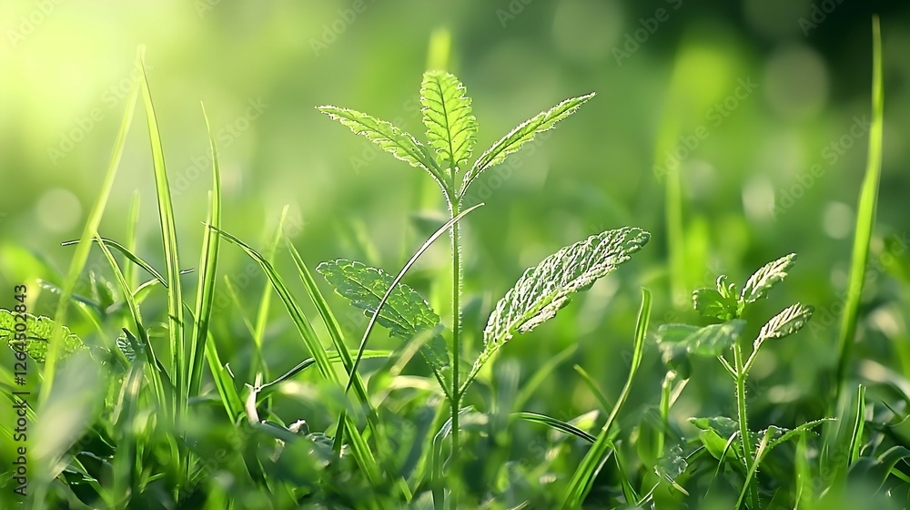Close Up Of Bright Green Grass Blades