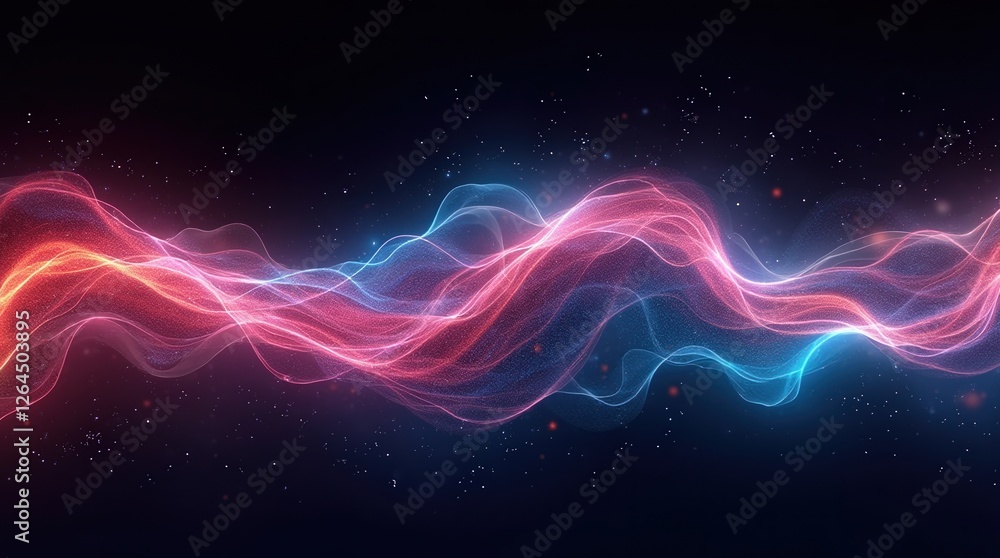 Abstract Cyberpunk-Style Electric Wave Motion with Neon Glows. Cyberpunk themes, gaming industry, music streaming services, AI branding, high-tech product marketing Abstract Cyberpunk-Style Electric Wave Motion with Neon Glows. Cyberpunk themes, gaming industry, music streaming services, AI branding, high-tech product marketing