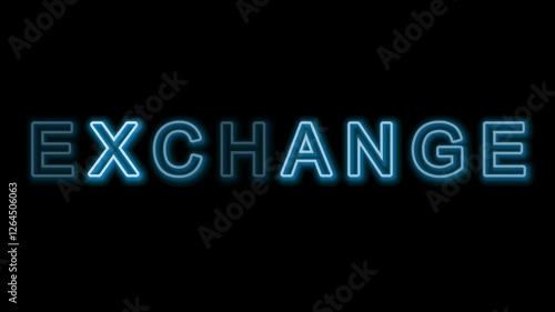 Wallpaper Mural "Exchange" blue neon Text isolated Black Background. Trading for business concept.	 Torontodigital.ca