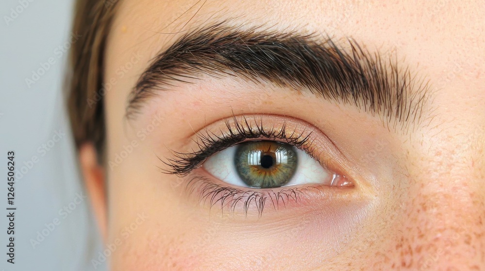 Fototapeta premium Eyebrow fashion style design concept. Close up Elegant Eye Makeup and Styled Eyebrows of a Female Model in Studio