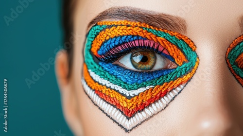 Eyebrow fashion style design concept. Intricate Lace like Eyebrow Art with Vibrant Colors and Abstract Patterns