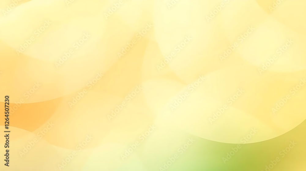 High-resolution abstract background image composed of overlapping translucent layers in soft pastel shades of yellow, green and orange, giving an impression of depth and depth of fi.