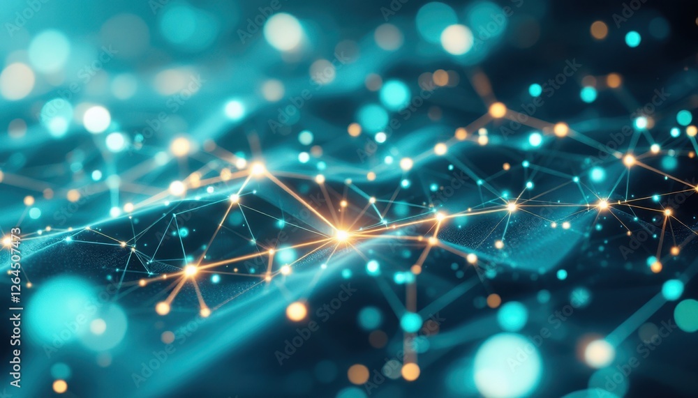 Fototapeta premium Glowing abstract network of connected dots and lines with a futuristic design