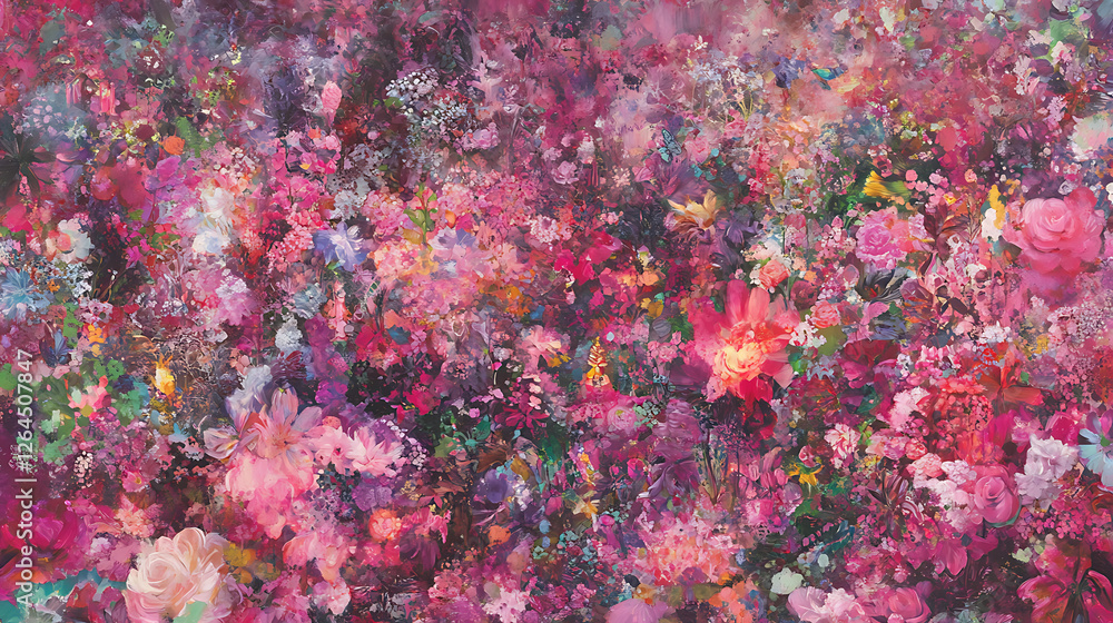 Exuberant Floral Garden in Full Bloom Impressionist Style Painting with Rich Textures and Vibrant Hues Exuberant Floral Garden in Full Bloom Impressionist Style Painting with Rich Textures and Vibrant Hues