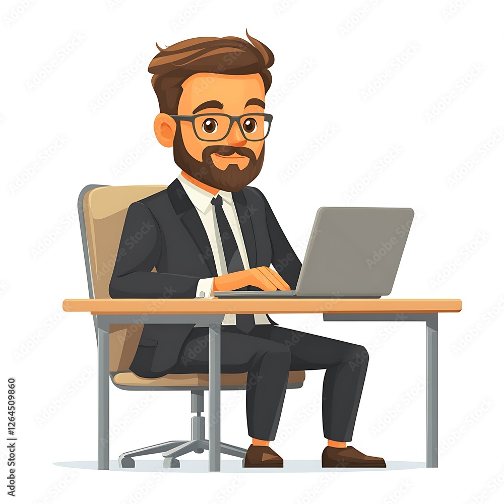 Focused on the Task: A business professional, meticulously focused,  works at his desk,  engrossed in the task at hand.  He's an embodiment of  dedication and determination. 