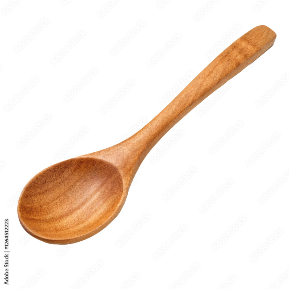 Natural wooden spoon with smooth texture, isolated. Simple and elegant kitchen utensil Natural wooden spoon with smooth texture, isolated. Simple and elegant kitchen utensil