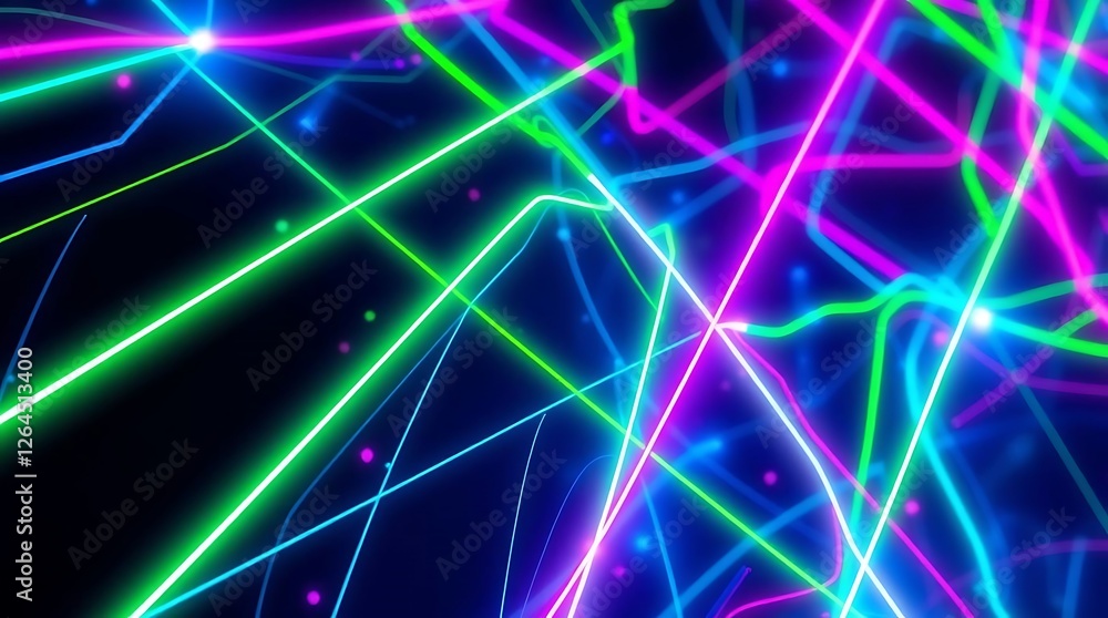 High-resolution abstract background image featuring a complex network of glowing lines, rendered in a futuristic style using neon colors of electric blue, lime green, and vibrant pi. High-resolution abstract background image featuring a complex network of glowing lines, rendered in a futuristic style using neon colors of electric blue, lime green, and vibrant pi.