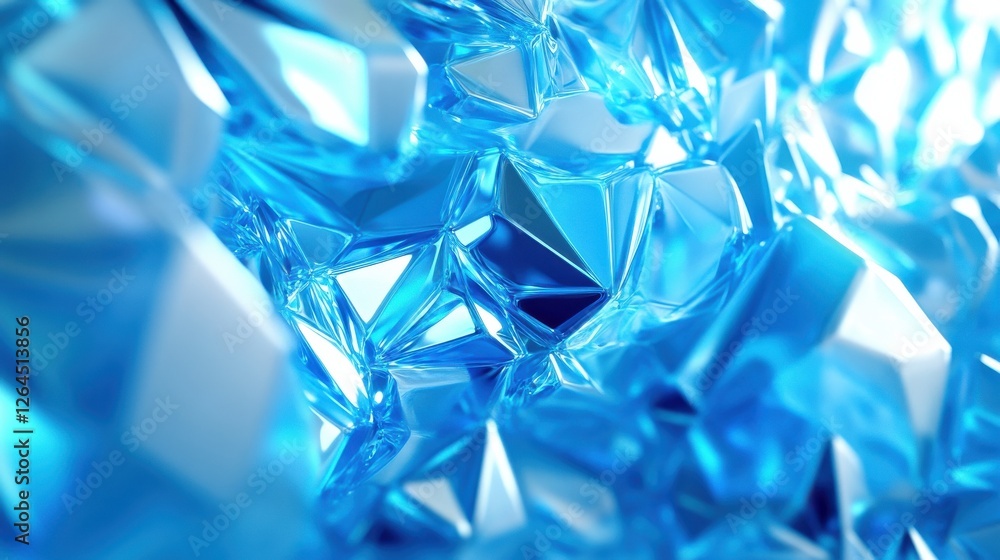 Abstract glowing blue polygonal backdrop. Technology, innovation and future concept. 3D Rendering. Abstract glowing blue polygonal backdrop. Technology, innovation and future concept. 3D Rendering.