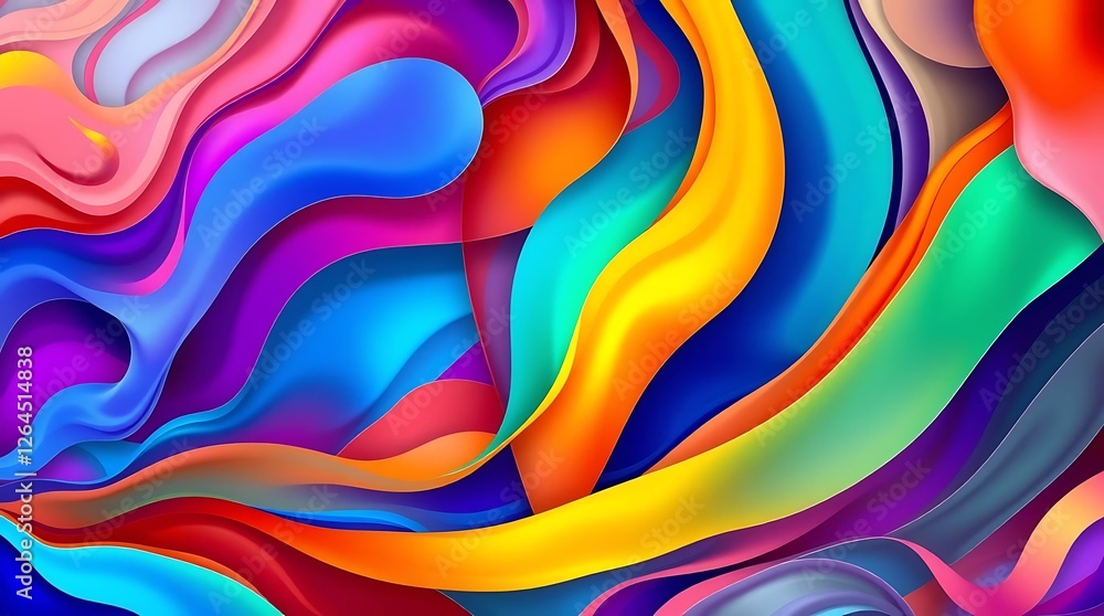Obraz premium High-resolution abstract background image featuring dynamic interplay of vibrant colors and organic shapes, rendered in a hyperrealistic style with sharp details and smooth gradient.