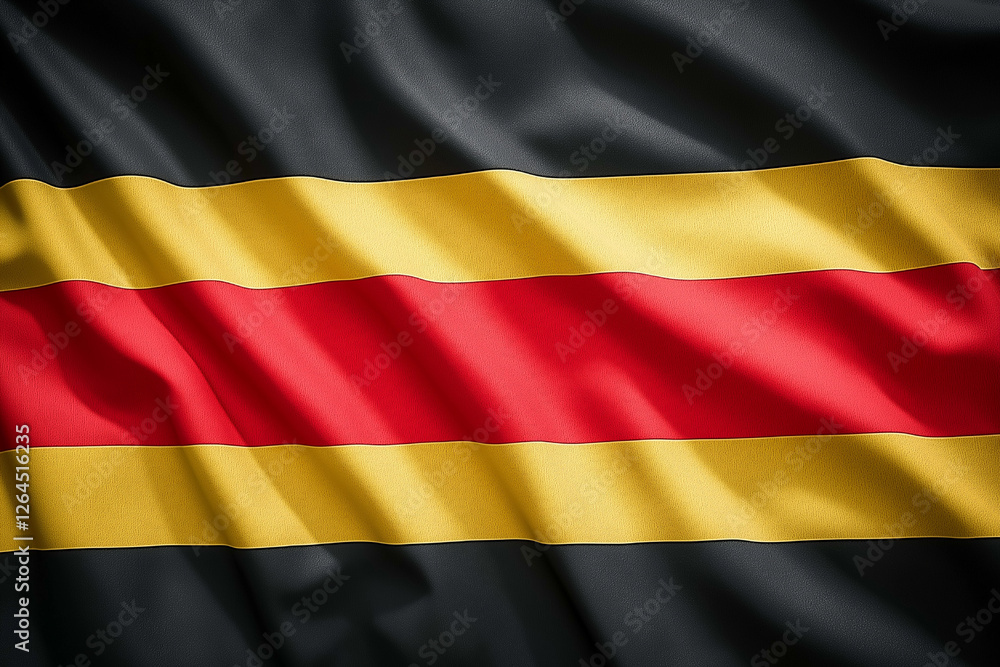 Fototapeta premium Uganda National Flag: Rich Colors and Draped Fabric