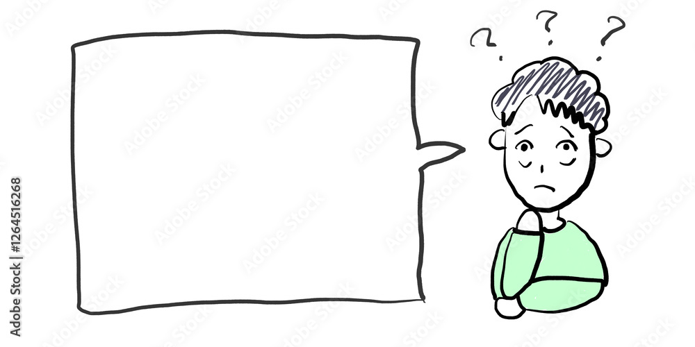 首をかしげる男性のイラスト 首をかしげる男性のイラスト