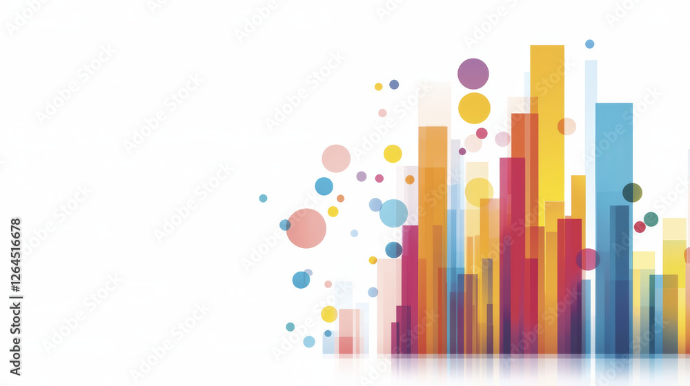 Fototapeta premium Colorful infographic with vibrant bars and circles on white background