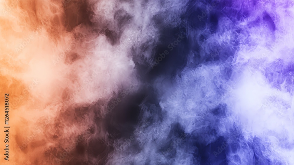 Fototapeta premium Abstract colorful smoke texture in motion with vibrant orange and purple hues blending seamlessly.