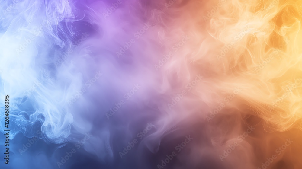 Abstract colorful smoke gradient background with vibrant tones of purple, orange, and blue in swirling patterns. Abstract colorful smoke gradient background with vibrant tones of purple, orange, and blue in swirling patterns.