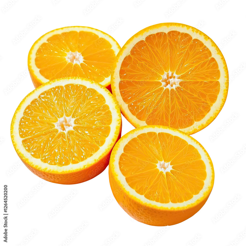 Fresh Orange Slices Isolated On Transparent Background, generative AI Fresh Orange Slices Isolated On Transparent Background, generative AI