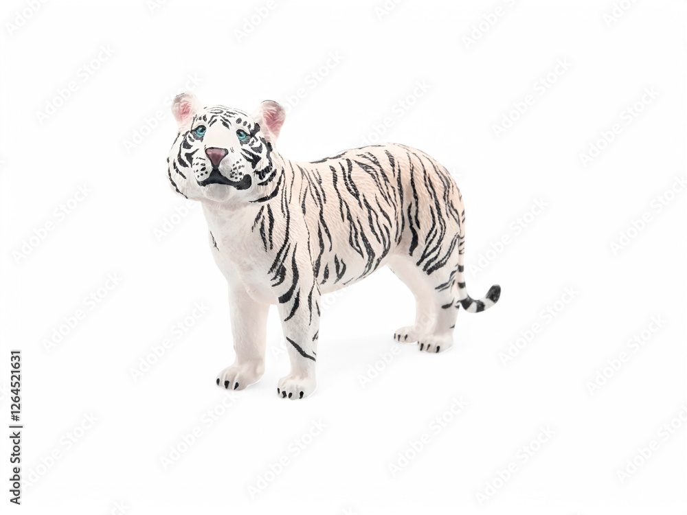 Fototapeta premium white tiger miniature toy with white background
