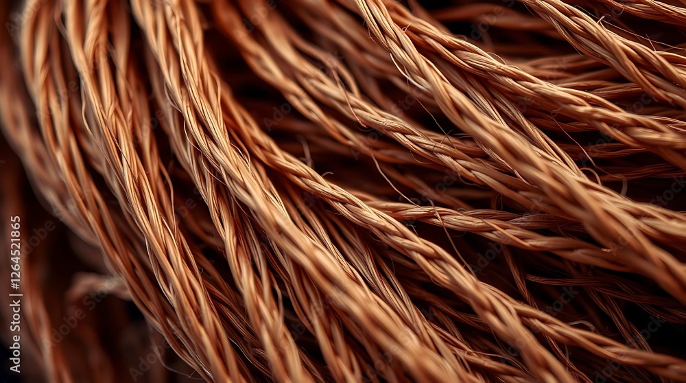 Fototapeta premium High-resolution abstract background image with a macro-like view of intricate interwoven threads, rendered in rich earth tones and featuring high contrast and sharp focus, suggestin.