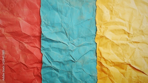 Wallpaper Mural Crumpled red, blue, yellow papers, textured background, design element Torontodigital.ca
