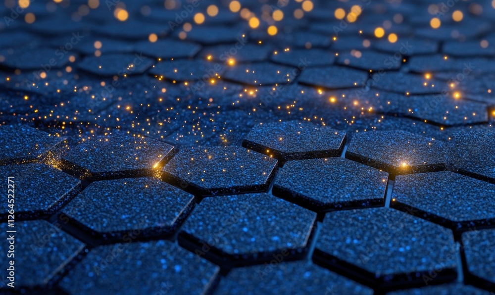 Obraz premium Abstract hexagonal network glowing; digital technology background; website header