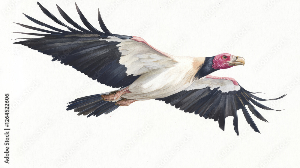 Fototapeta premium Majestic bird soaring in sky with outstretched wings, showcasing vibrant feathers and striking head