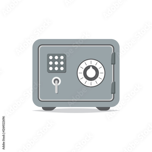 Metal bank safe icon in flat style. Money vault vector illustration on isolated background. Storage sign business concept.