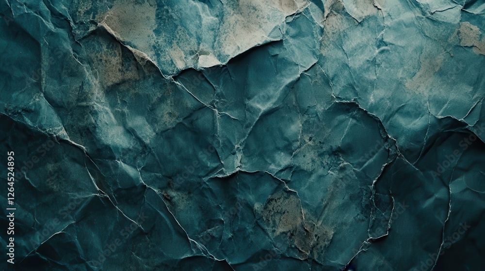 Obraz premium Crumpled teal paper texture, background, design