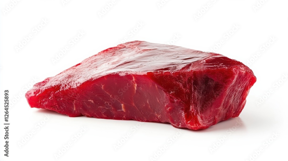 Fresh raw steak with rich red color, isolated on a white background. Fresh raw steak with rich red color, isolated on a white background.